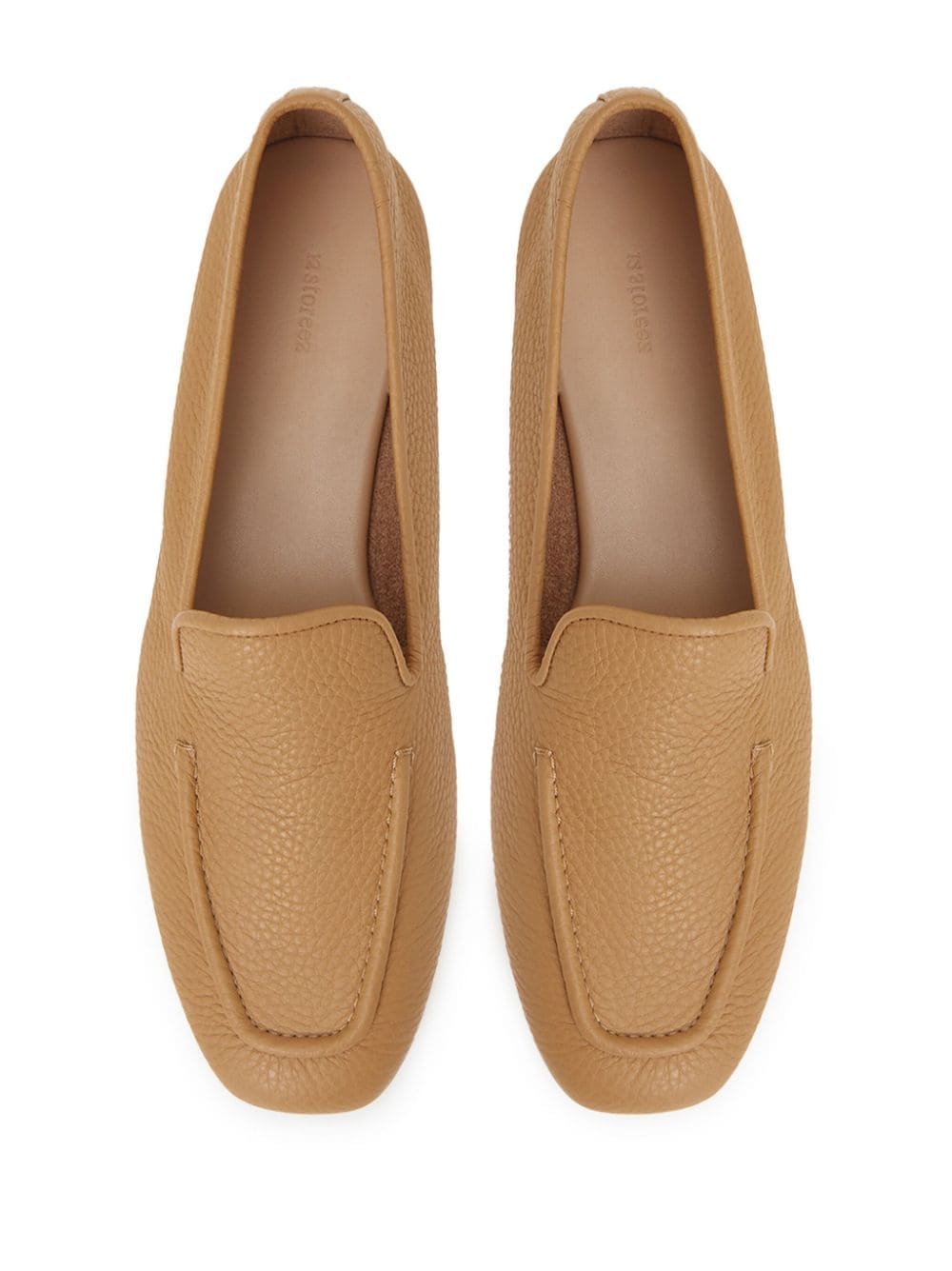 Shop 12 Storeez Square-toe Leather Loafers In Brown