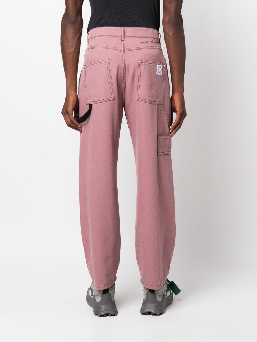 Shop Paccbet Mid-rise Panelled Cotton Trousers In Pink