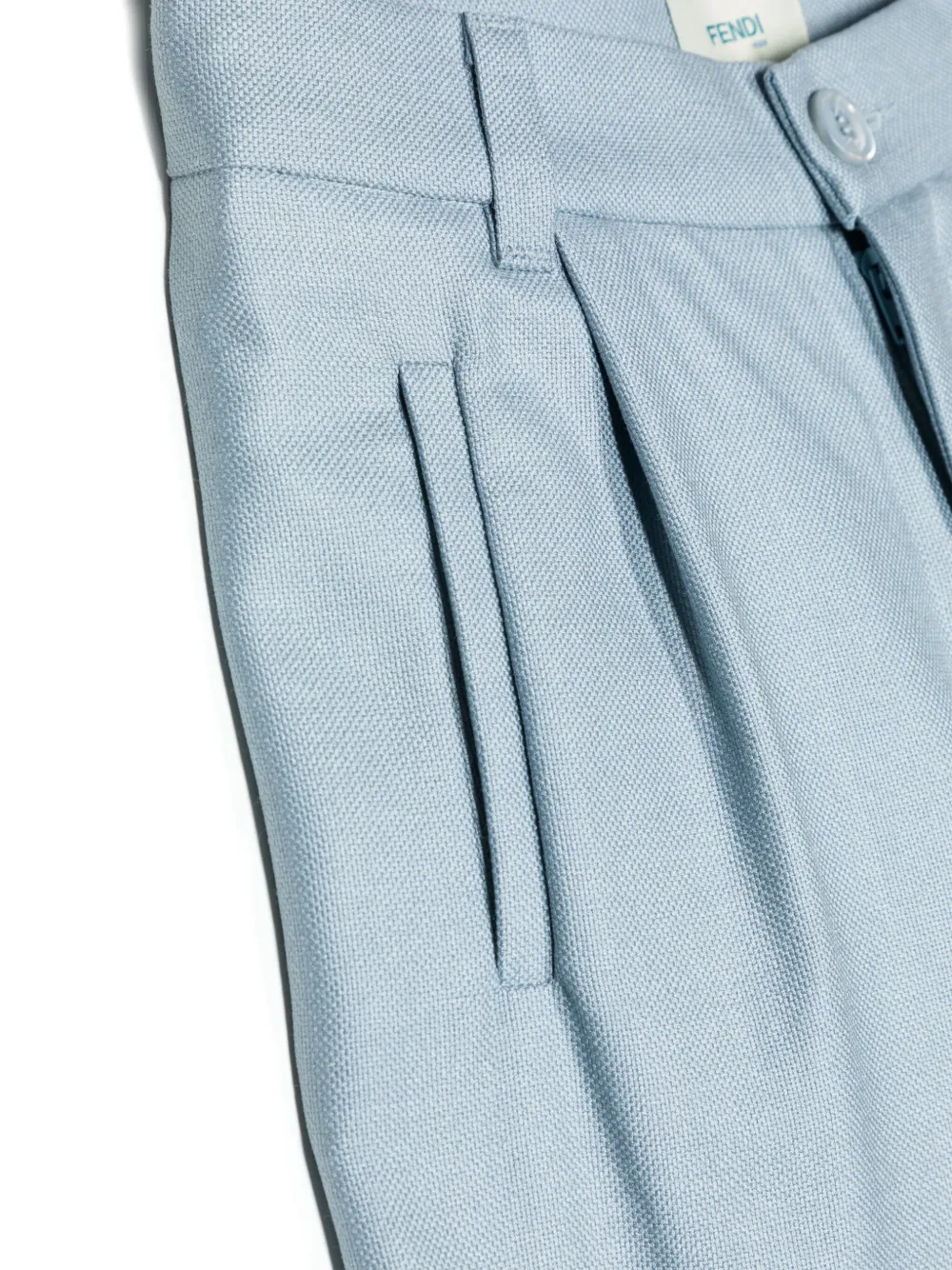 Shop Fendi Turn-up Hem Silk-wool Shorts In Blue