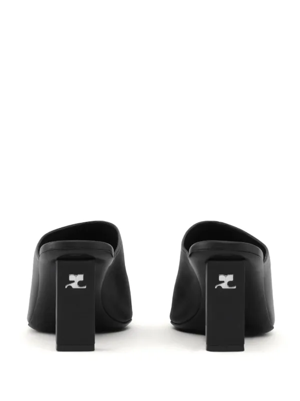 Courrèges 70mm square-toe Leather Mules | Black | FARFETCH