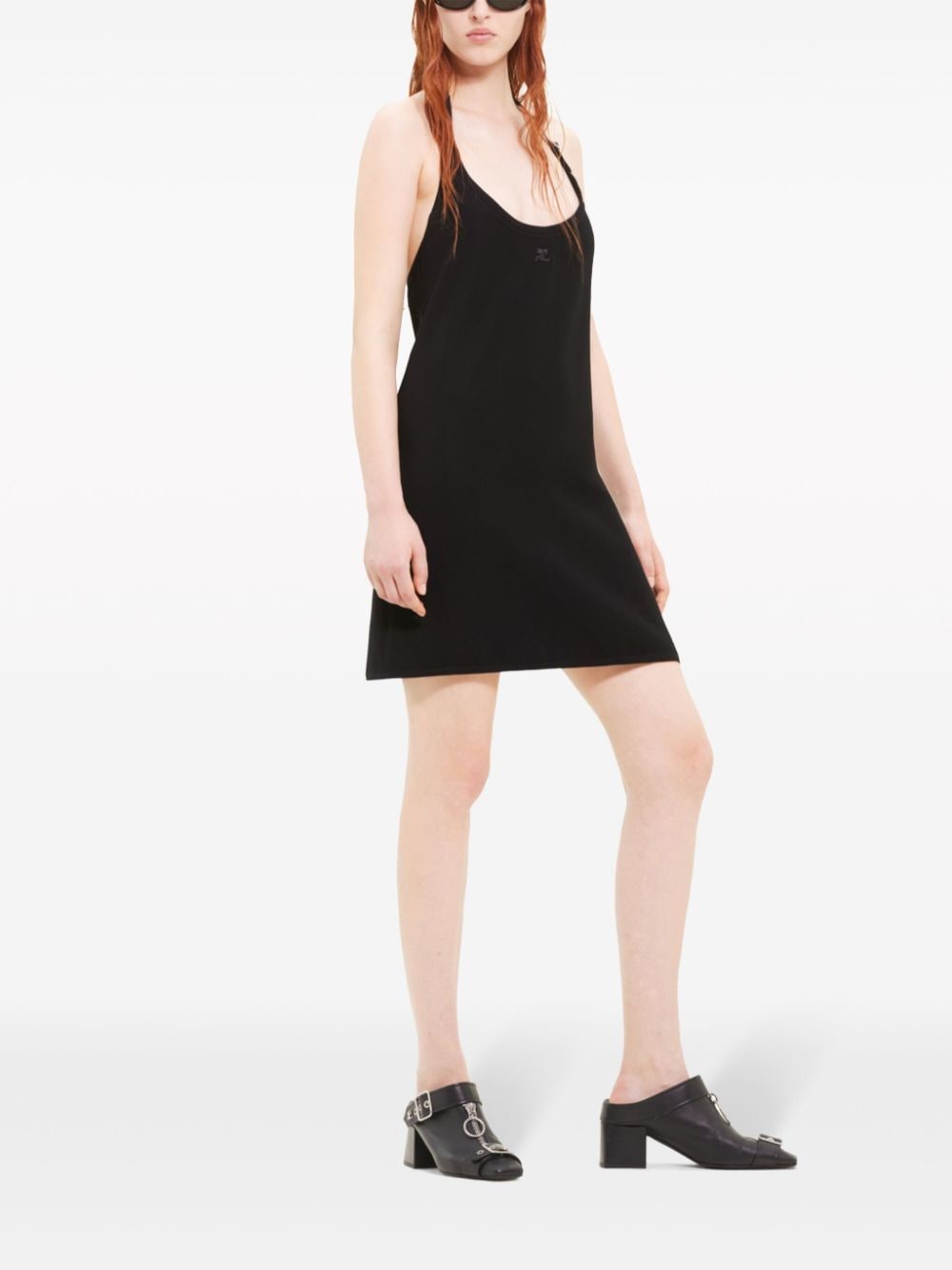Courrèges Mini-jurk met halternek en logopatch Zwart
