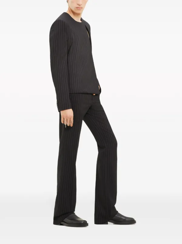 Courrèges Heritage Pinstripe Wool Trousers | Black | FARFETCH