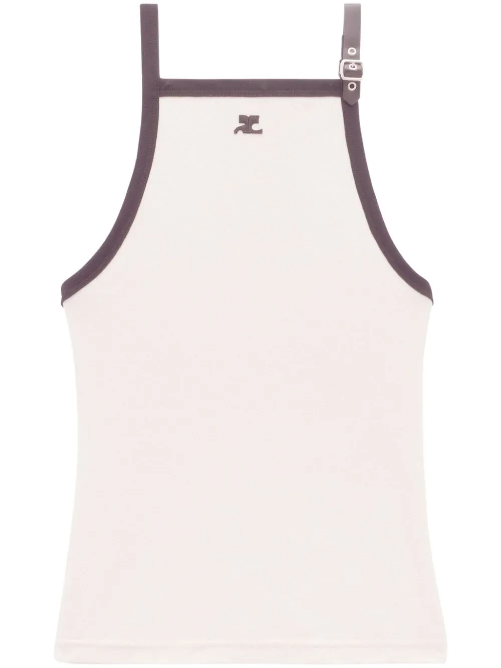 Shop Courrèges Buckle-detail Cotton Tank Top In Neutrals