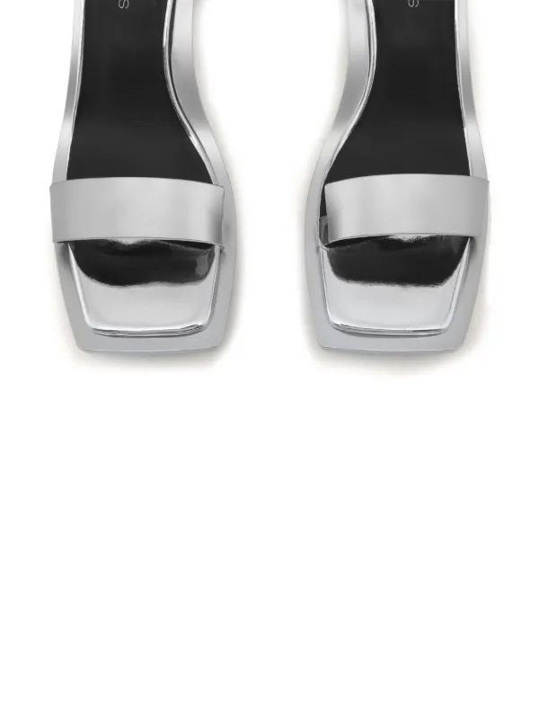 COURREGES 国内買付 STREAM LEATHER SANDALS Courrèges Stream Mirror 70mm Leather Sandals | Silver