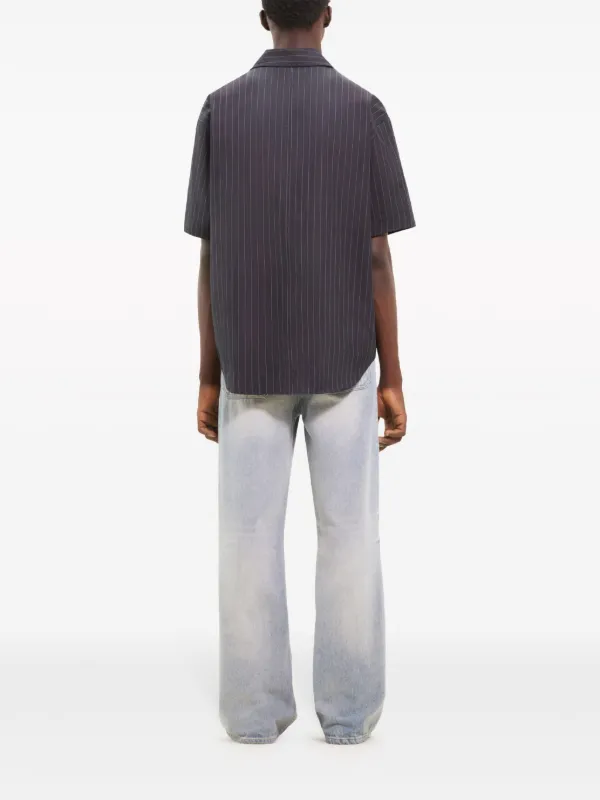 Courrèges Pinstriped Cotton Shirt | Black | FARFETCH JO