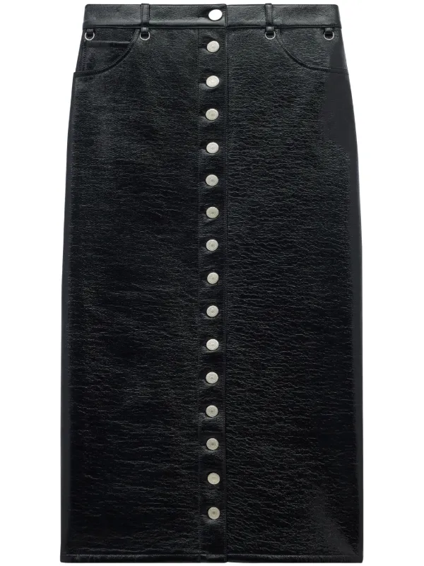 Courrèges Multiflex Patent-finish Midi Skirt in Black