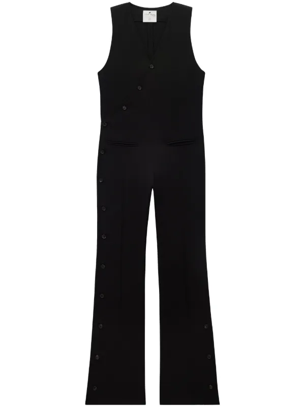 Courrèges V-neck Tailored Jumpsuit Black FARFETCH