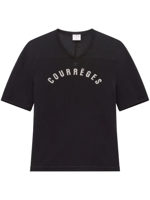 Courrèges logo-print mesh T-shirt
