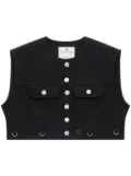 Courrèges Multiflex denim cropped vest - Black