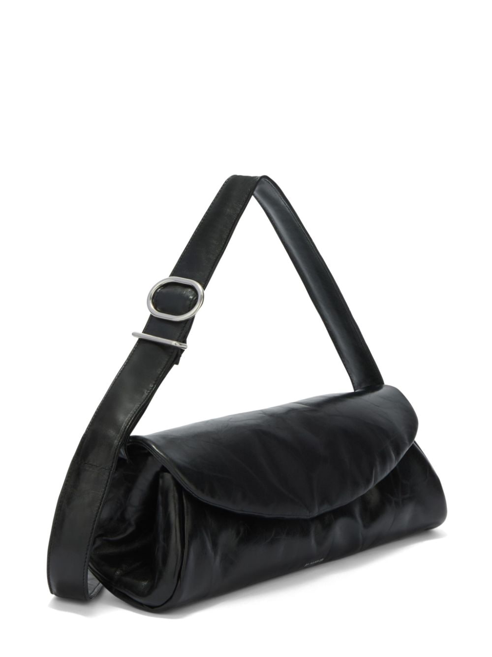 Shop Jil Sander Cannolo Grande Leather Bag In Black
