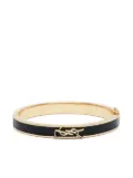 Saint Laurent logo-plaque leather bangle - Black