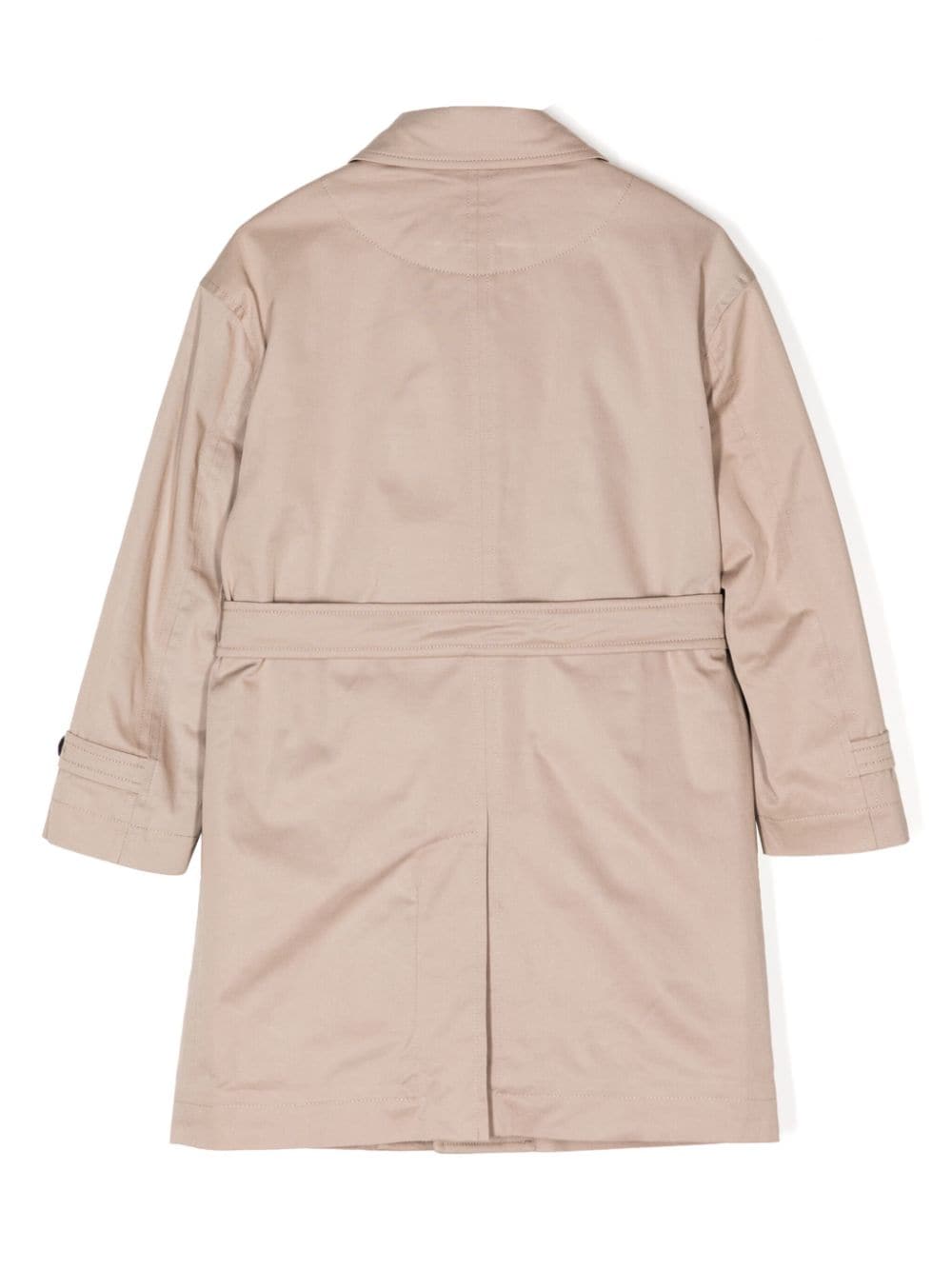 Shop Fendi Belted Cotton Trench Coat In Brown