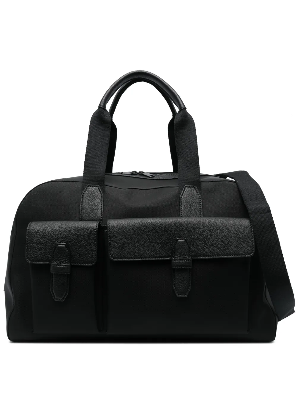 Brioni logo-patch leather-trim duffle bag | Black | Image 1