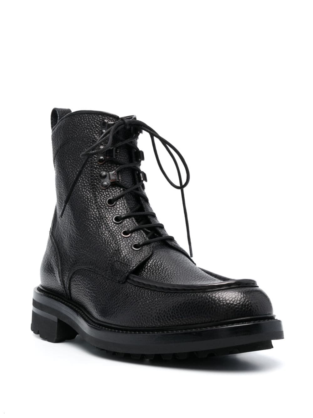 Brioni Leren combat boots - Zwart