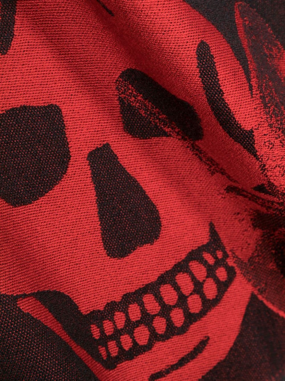 Alexander McQueen intarsia-logo skull-print scarf - Rood