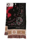 Alanui intarsia-knit fringed-edge scarf - Black