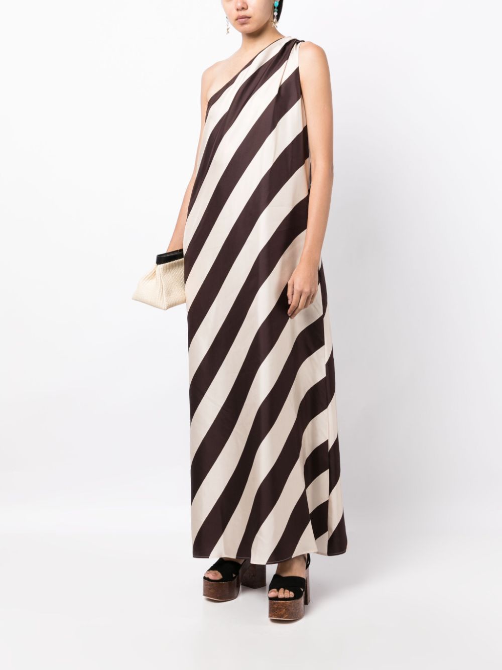 La DoubleJ Roy striped silk maxi dress - Beige