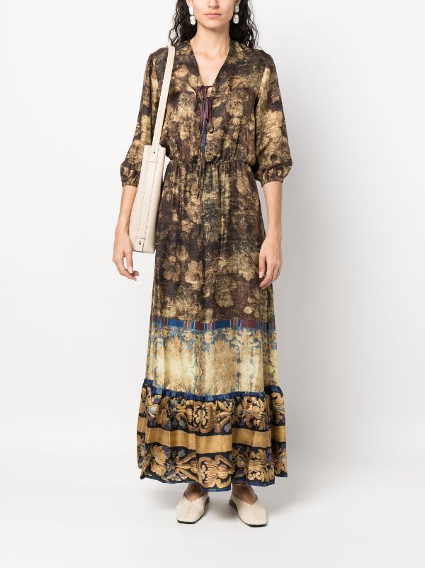 Pierre-Louis Mascia Floral-Print Silk Maxi Dress - Brown