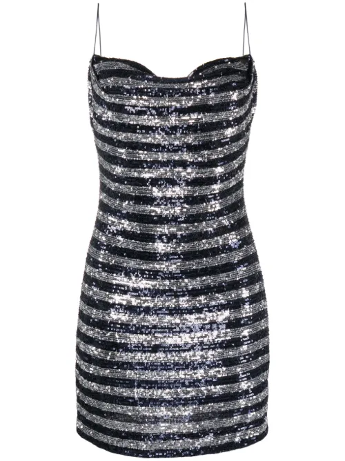 Robe courte rayée à sequins brodés - Balmain - Modalova