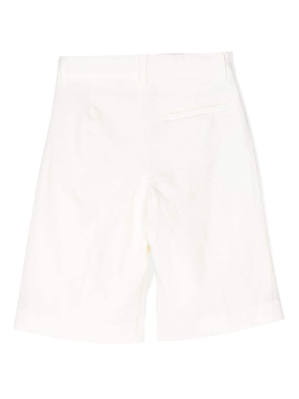 Shop Fendi Wide-leg Linen Shorts In White