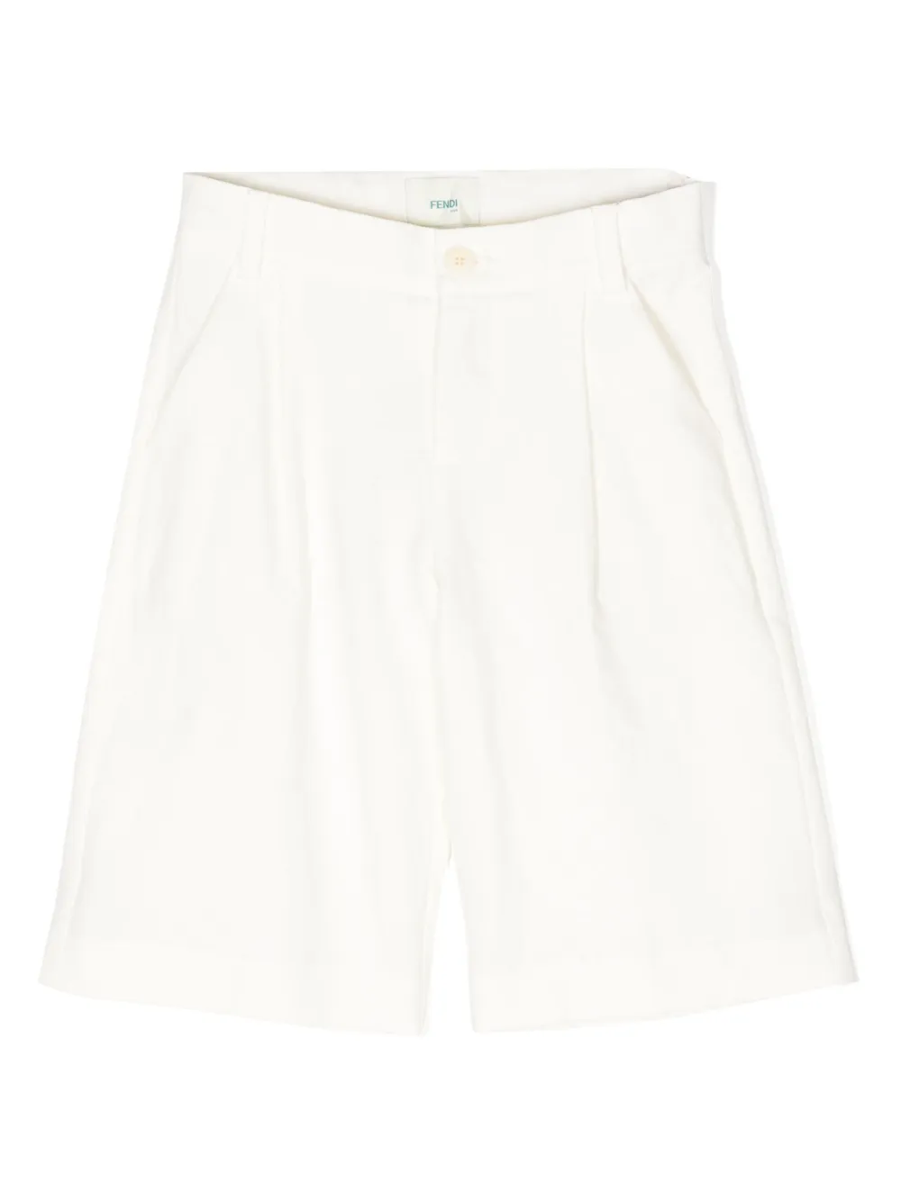 Fendi Kids' Wide-leg Linen Shorts In White