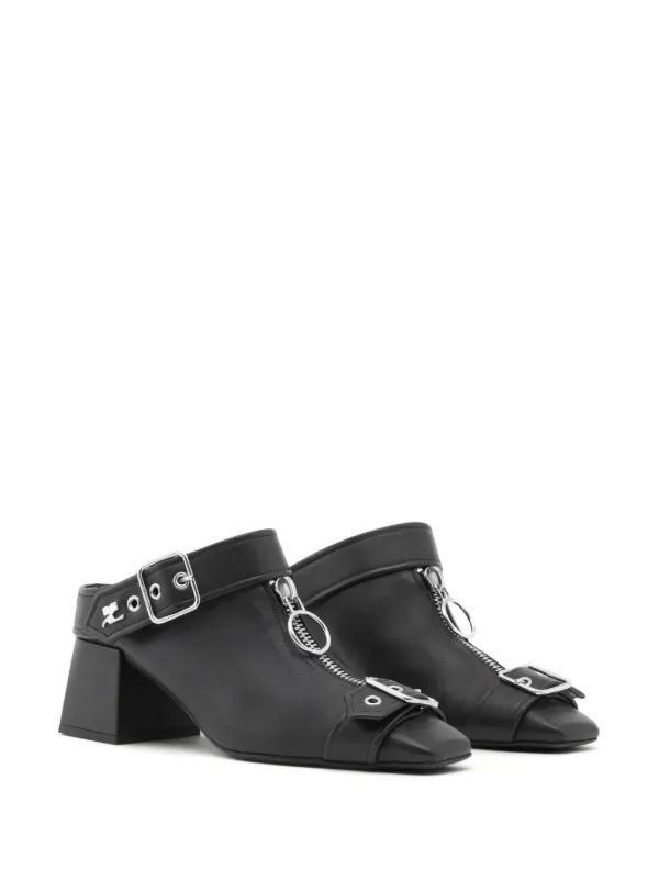 COURREGES 国内買付 GOGO LEATHER MULES Black Gogo Leather Mules by Courrèges on Sale