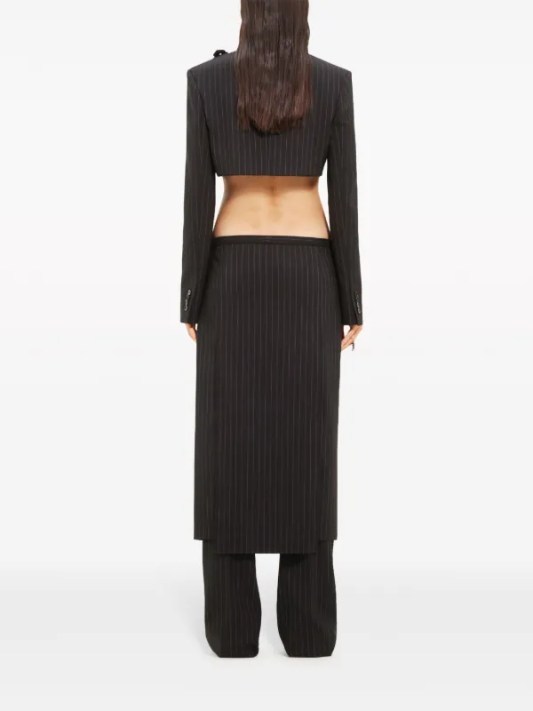 Courrèges Heritage Pinstripe Long Skirt | Black | FARFETCH