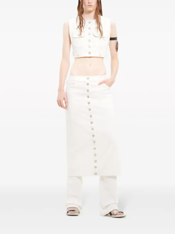 Courrèges low-rise Denim Midi Skirt White FARFETCH NZ