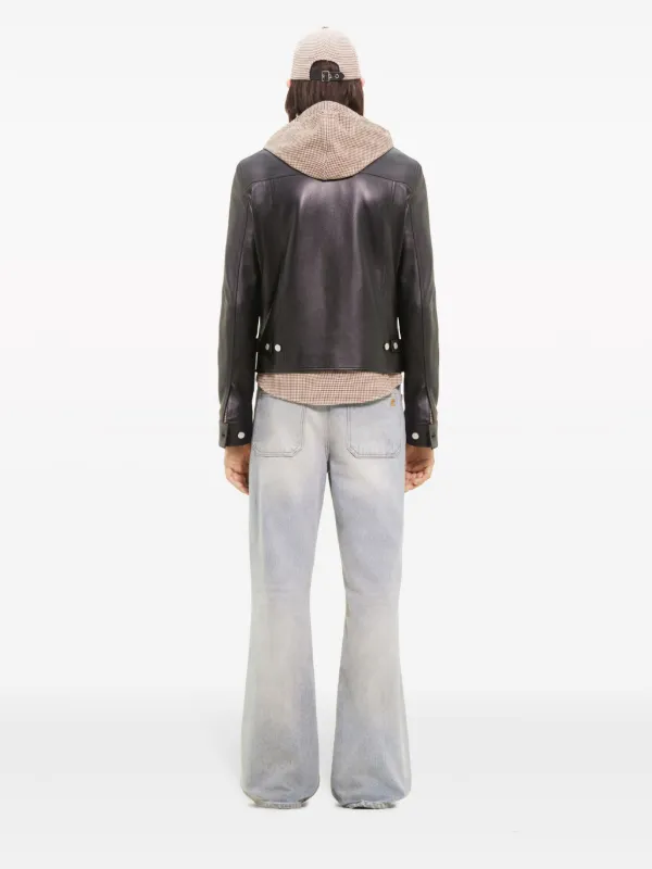 Courrèges Trucker Leather Jacket | Black | FARFETCH HU
