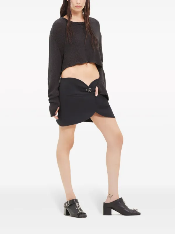 Courrèges ニット　トップス　ブラック COURRÈGES Embroidered ribbed-knit top | NET-A-PORTER