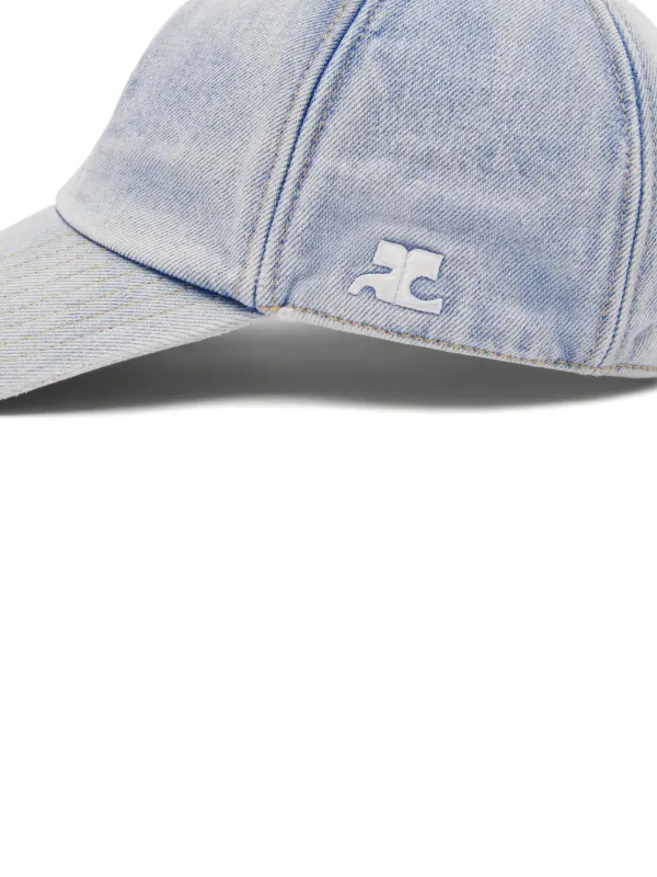 Courrèges logo-embroidered Denim Cap | Blue | FARFETCH IN