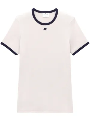 Tシャツ・カットソー COURREGES Men Tops 393009 124JTS008JS0112 WHITE Logo cotton jersey T-shirt in white - Courreges | Mytheresa