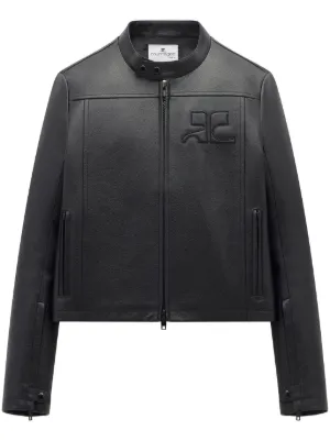 Courrèges ジップアップ レザージャケット | ブラック | FARFETCH JP