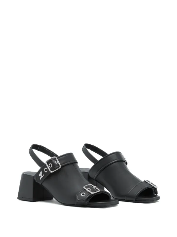 Courrèges Gogo 70mm Leather Sandals | Black | FARFETCH JO