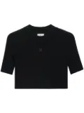 Courrèges cropped ribbed-knit T-shirt - Black