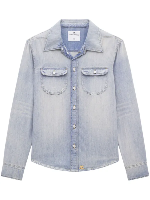 Courrèges Logo-appliqué Denim Shirt in Blue