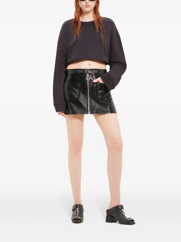 Courrèges buckle-strap Crinkled Miniskirt | Black | FARFETCH JO
