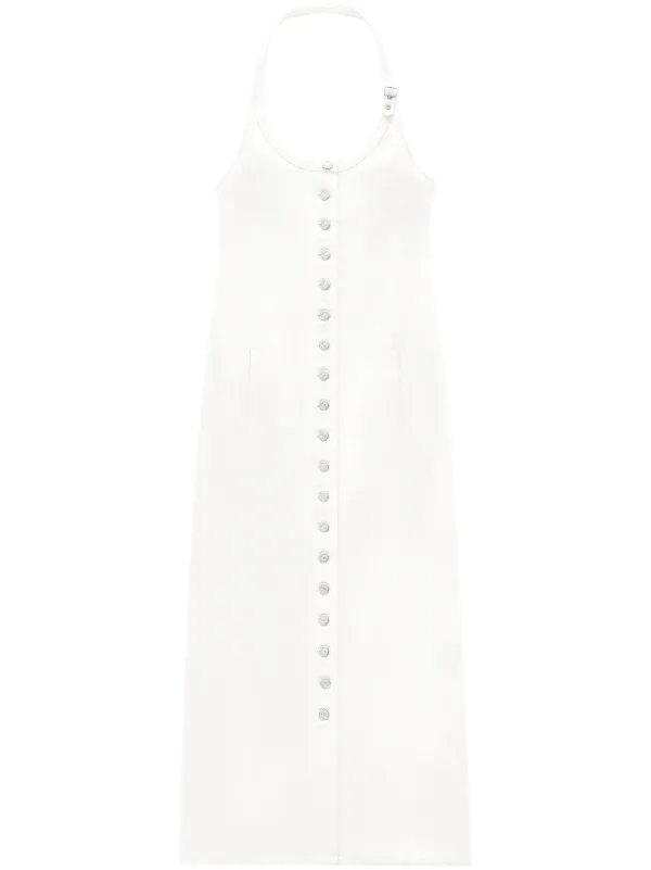 Courrges Halterneck Denim Dress | White | FARFETCH