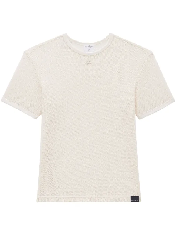 Courreges★ ロゴパッチ メッシュ Tシャツ Courrèges メッシュ Tシャツ | ニュートラル | FARFETCH JP