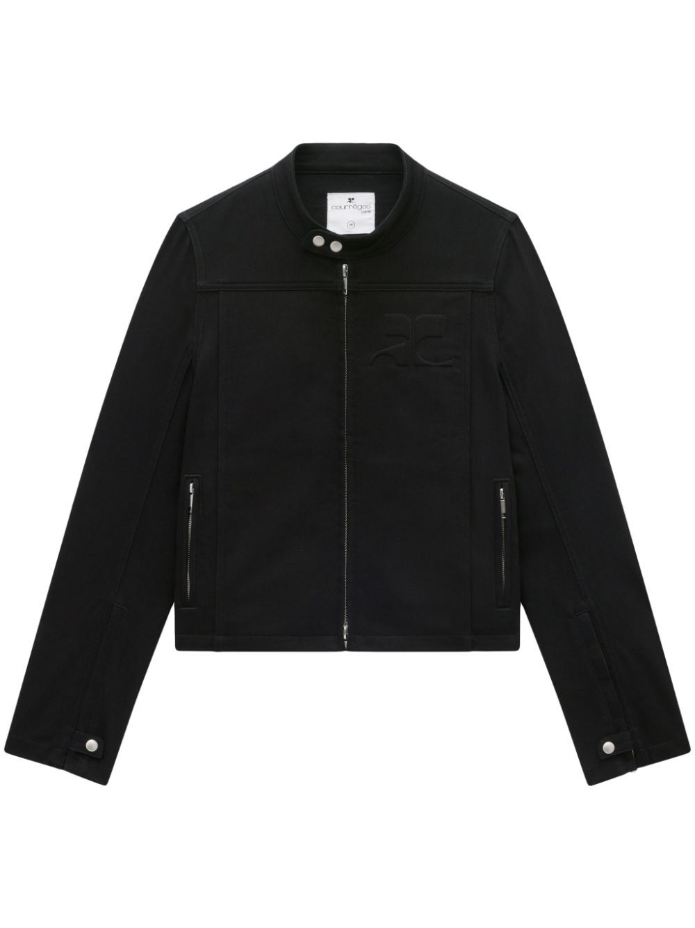 Shop Courrèges Zip-up Denim Jacket In Black