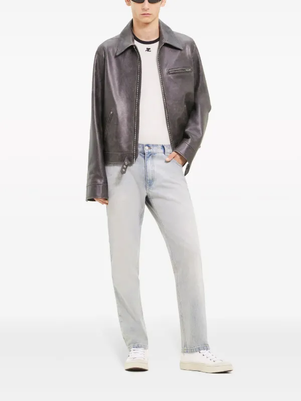 Courrèges Officer Leather Jacket | Black | FARFETCH