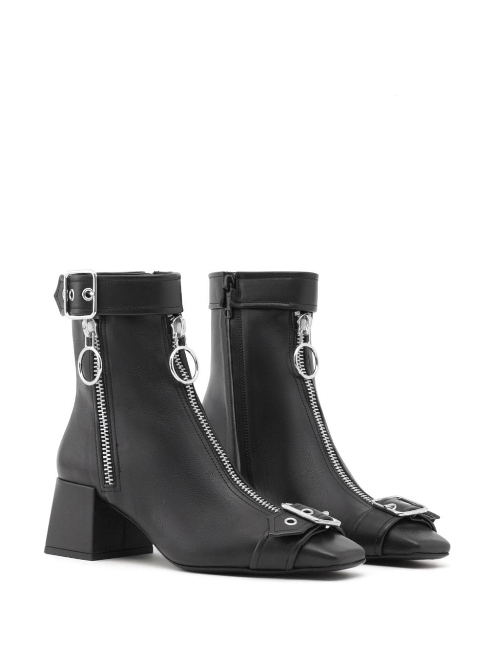 Shop Courrèges Gogo Leather Ankle Boots In Black