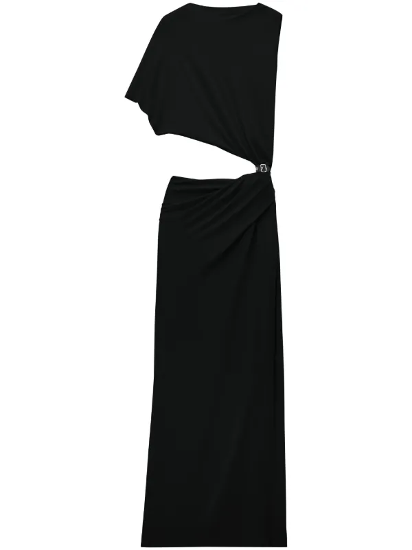 Courrges Asymmetric Crepe Maxi Dress | Black | FARFETCH GE