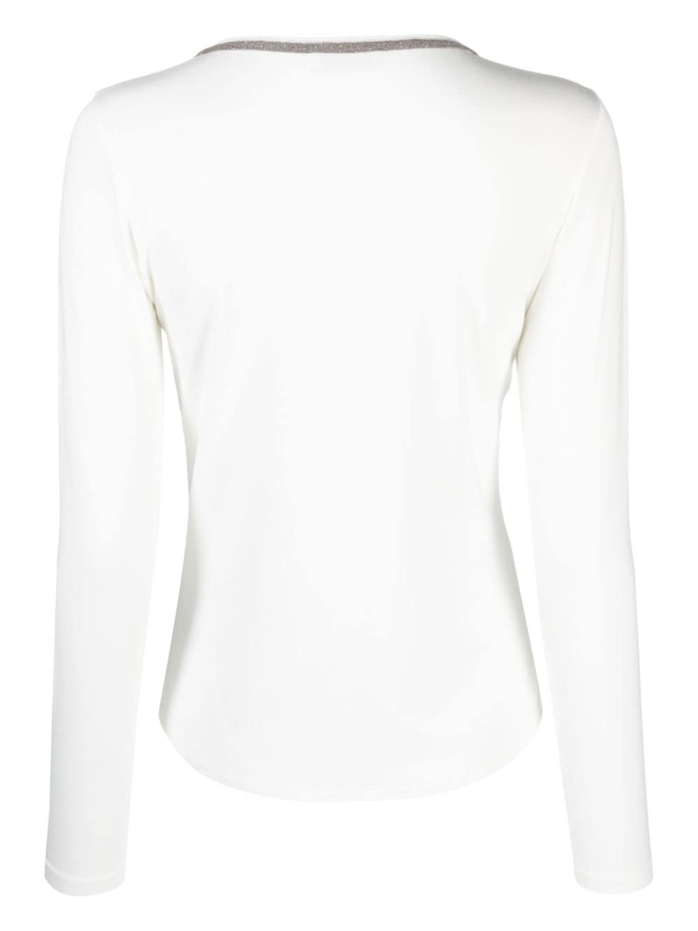 Le Tricot Perugia contrasting-neckline long-sleeve T-shirt - Wit