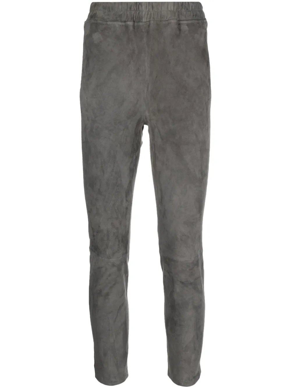 Arma High-waisted Skinny Leather Trousers In Grey