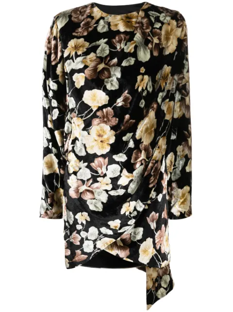 Saint Laurent floral-print velvet wrap dress