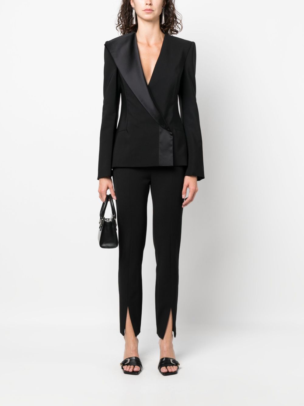 Genny single-breasted asymmetric-lapel blazer - Zwart