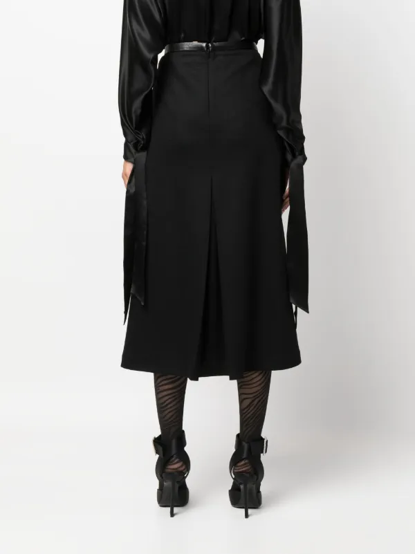 Saint Laurent pleat-detail wool-blend Midi Skirt | Black