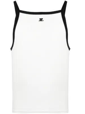 Courrèges logo-patch Cotton Tank Top - Farfetch