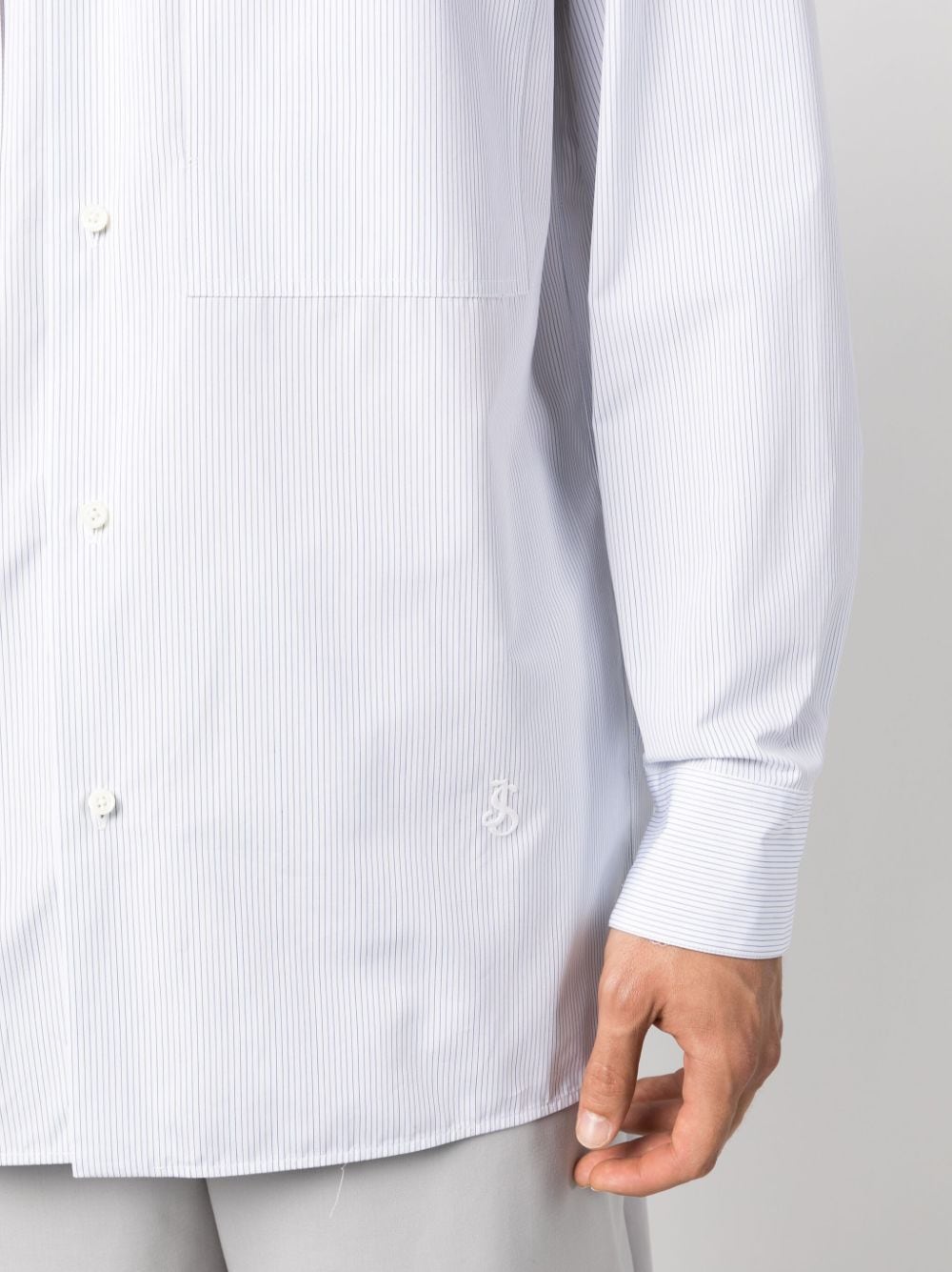 Shop Jil Sander Striped Long-sleeve Cotton Shirt In White